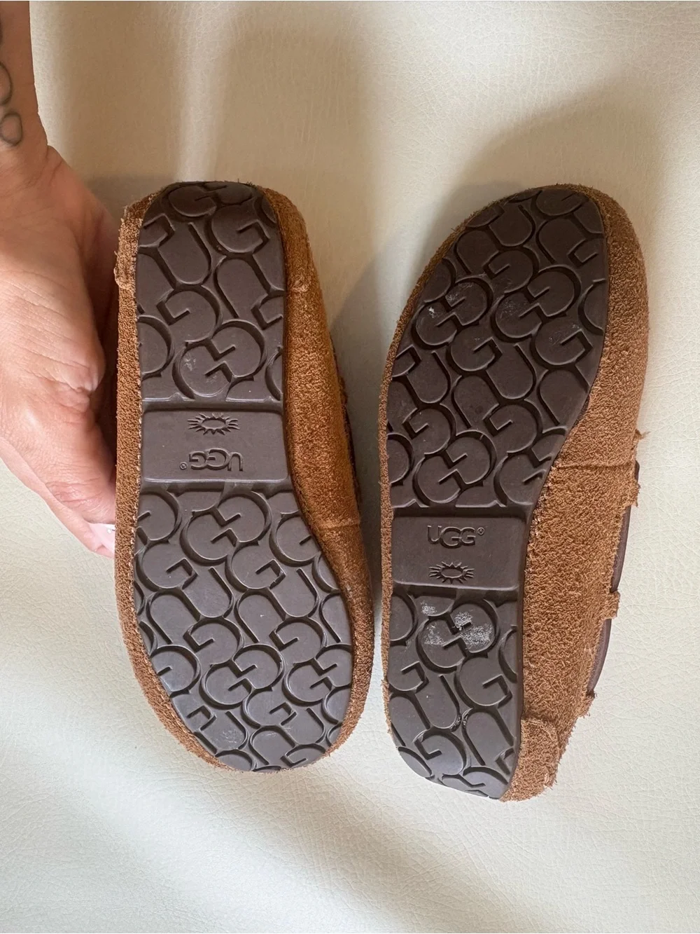 UGG Kids Chestnut Suede Moccasin Slippers with Bow